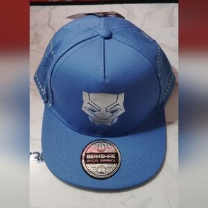 Black Panther Kids Blue Snapback Hat with Superhero Emblem